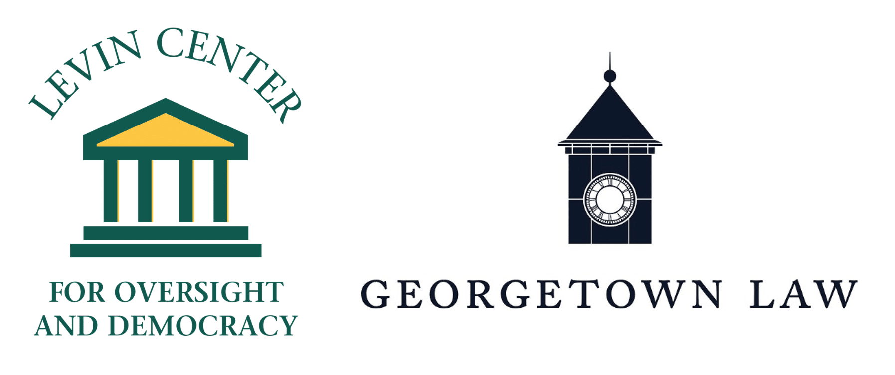 Levin Center logo on the left and Georgetown Law logo on the right